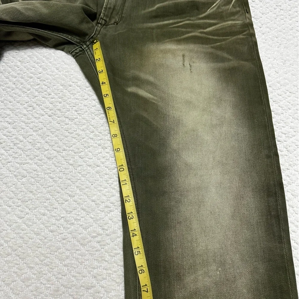 Akoo Jeans No Rivals Moto Green Acid Wash Distressed Men’s Size 38
